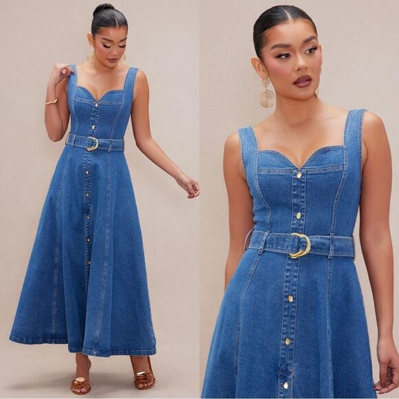 Fashion Nova Dresses & Skirts - NWT FashionNova Luxe Gabrielle Denim Maxi Dress - Medium Wash
